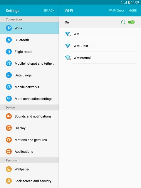 A list of Wi-Fi networks within range is displayed.Press the required Wi-Fi network.