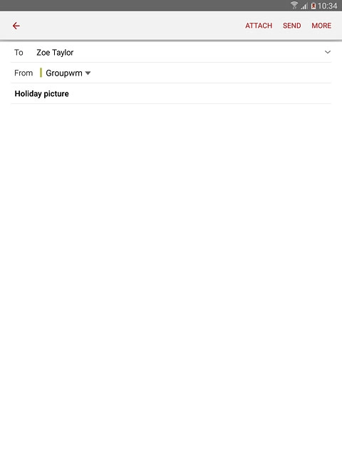 Press the text input field.Write the text for your email message.