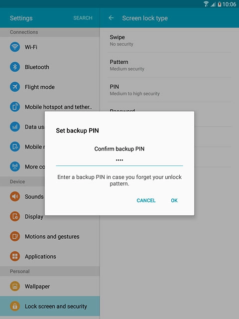 Key in the PIN again and press OK.