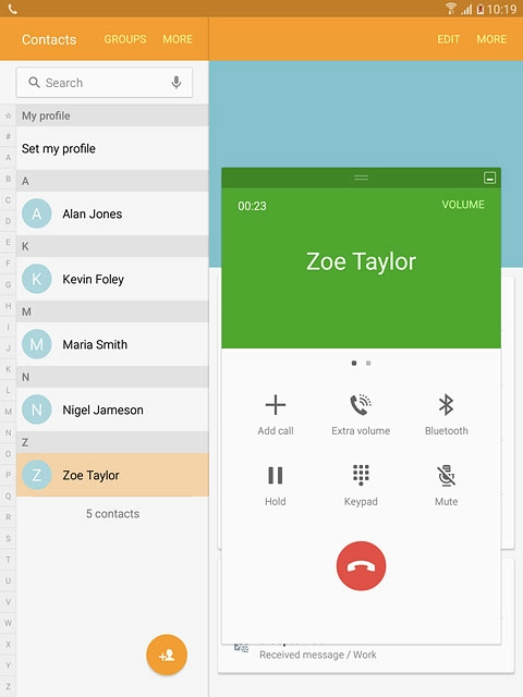 Press the end call icon.