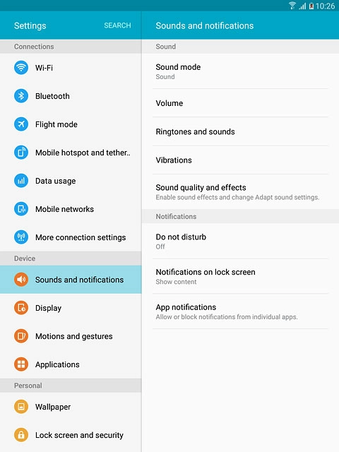 Press Sounds and notifications.