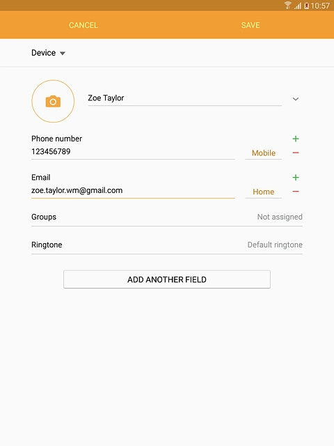 Press the field next to the email address.