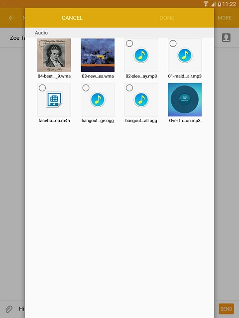 Press the required audio file.