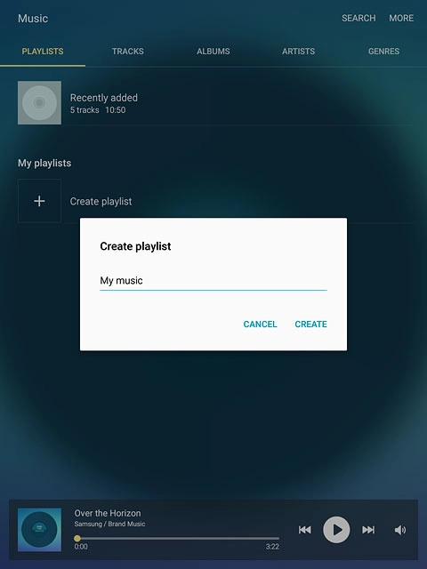 Key in a name for the playlist and press CREATE.