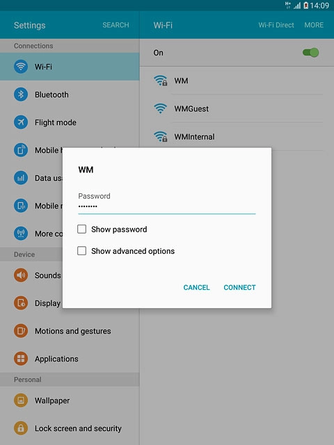 Follow the instructions on the display to select security settings, if required.Press CONNECT.