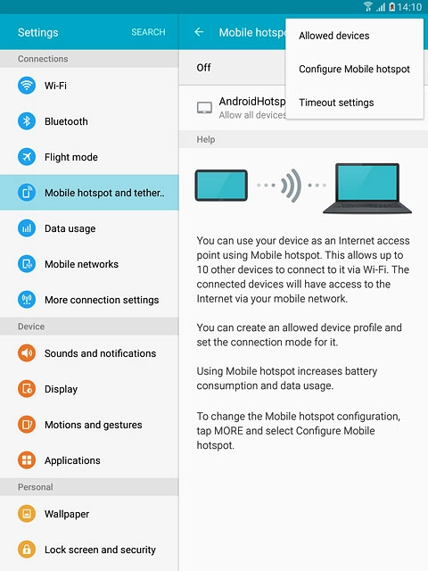 Press Configure Mobile hotspot.