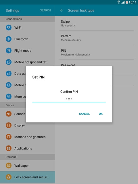 Key in the lock code again and press OK.