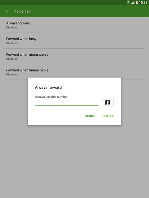 Key in +61414121121 and press ENABLE.