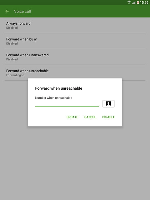 Press DISABLE.Repeat until all diverts have been cancelled.
