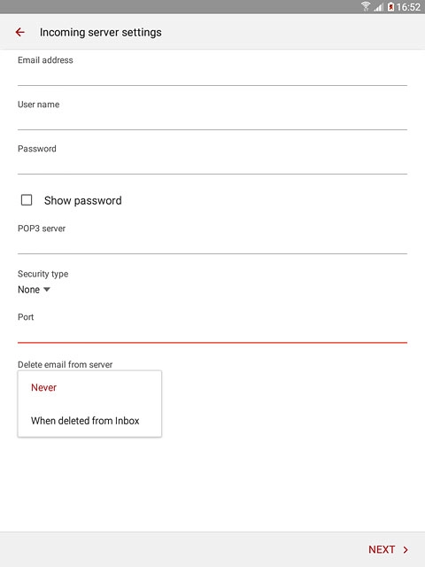 Press Never or When deleted from Inbox.