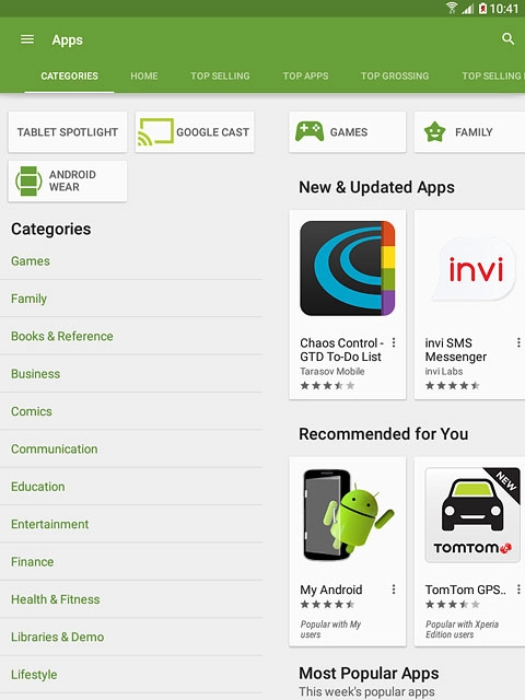 Press CATEGORIES.Go to the required category.