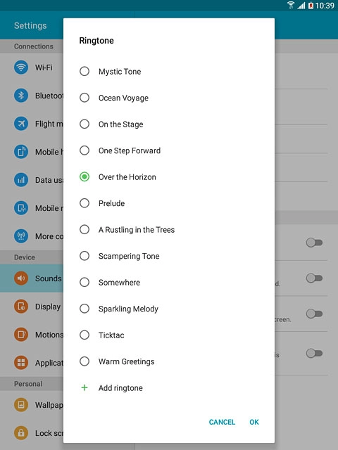To use one of your own ring tones:Press Add ringtone.