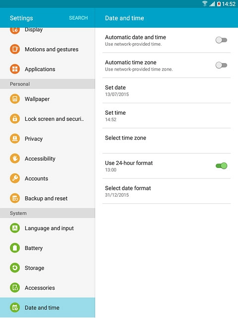 Press Date and time.