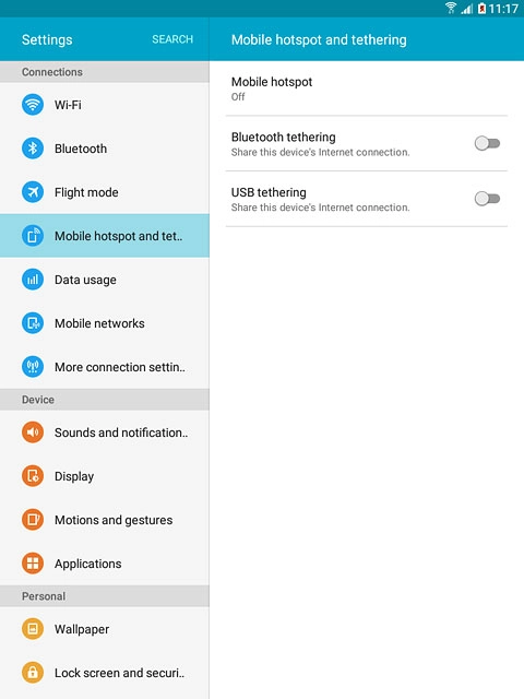 Press Mobile hotspot and tethering.