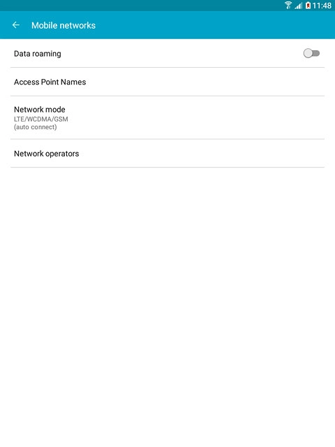 Press Data roaming to turn the function on or off.