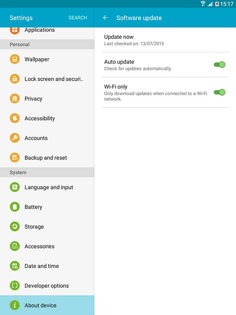 Press Update now.If a new software version is available, it's displayed.Follow the instructions on the display to update your tablet's software.