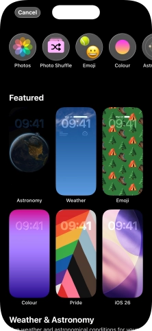 Press the required category and follow the instructions on the screen to select the required background image.