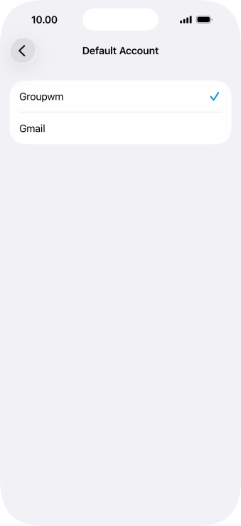 Press the required email account to select the email account as your default account.