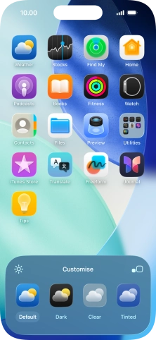 Press the required setting to select the size of app icons on the home screen.