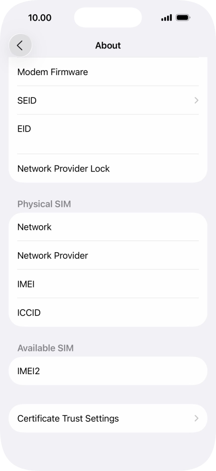 The Network Provider Lock status is displayed next to Network Provider Lock.