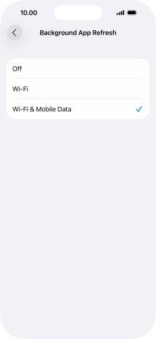 To turn off background refresh of apps, press Off.