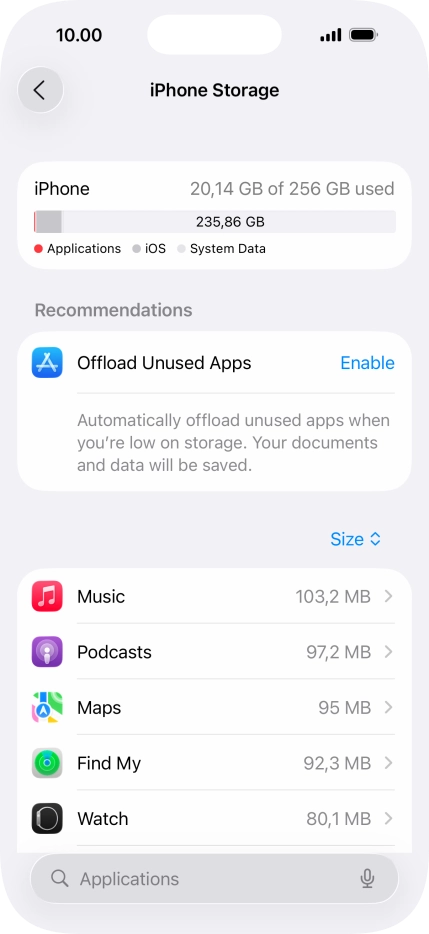 Press the required app.