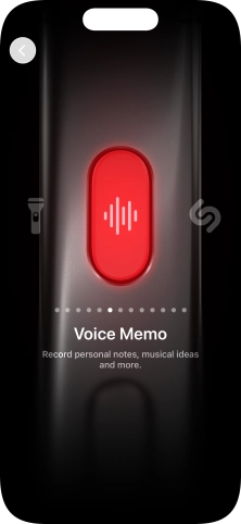 Slide your finger right or left on the screen to select the required function.