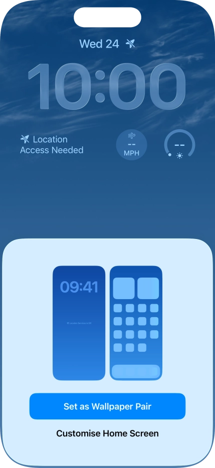 To use the same colour theme on the home screen, press Set as Wallpaper Pair.