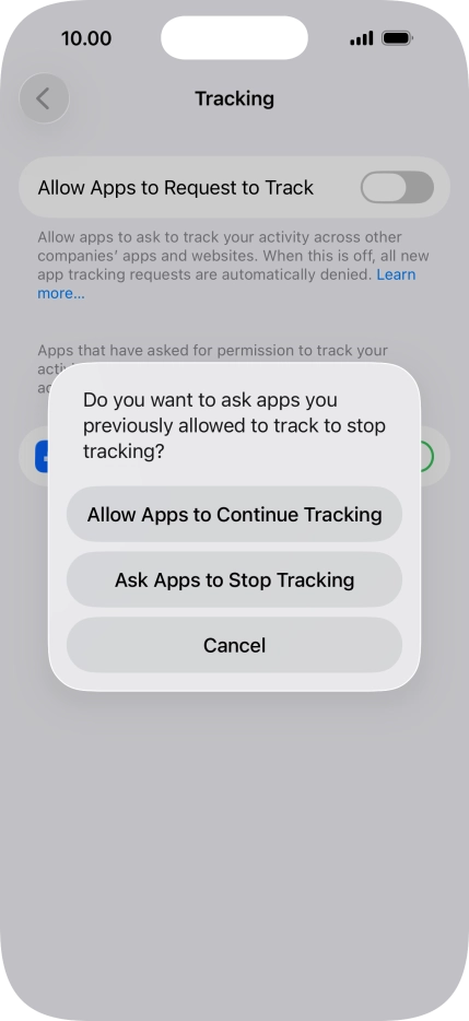 If you turn off the function, press the required setting.