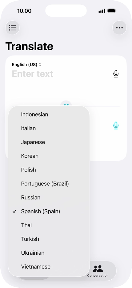 Press the required target language.