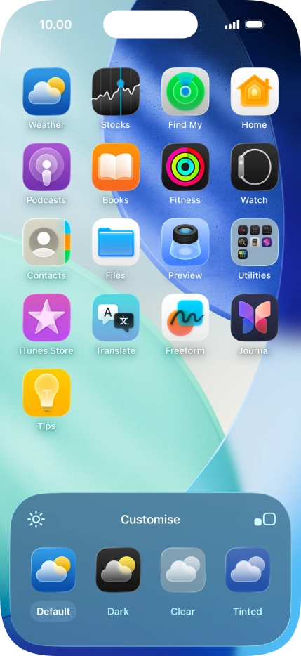 Press the required setting to select the size of app icons on the home screen.