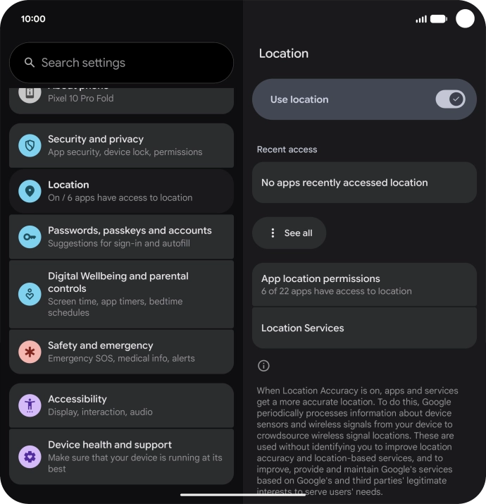 Press App location permissions.