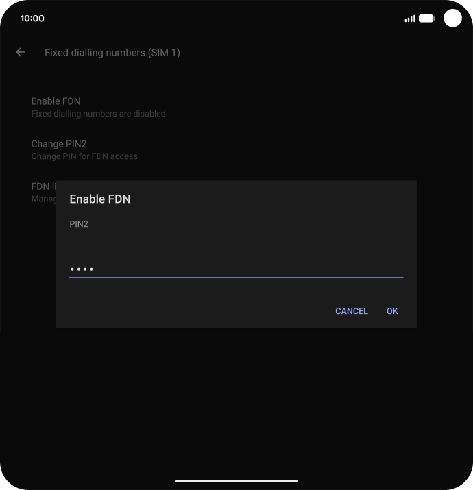Key in your PIN2 and press OK. The default PIN2 is 1111.