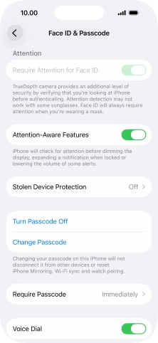 Press Turn Passcode Off and key in the phone lock code.