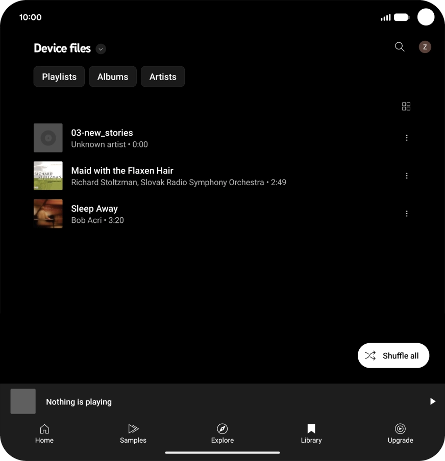 Press the required audio file.