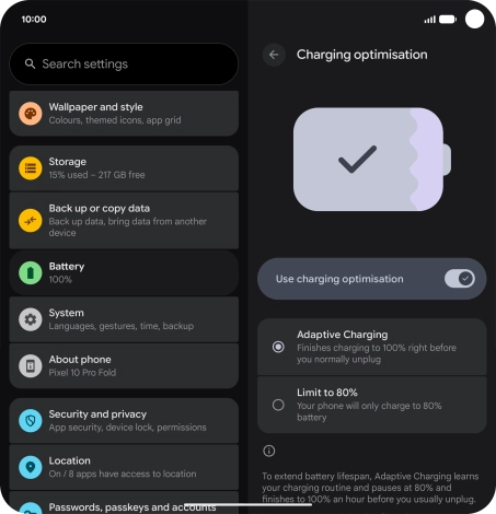 Press the indicator next to 