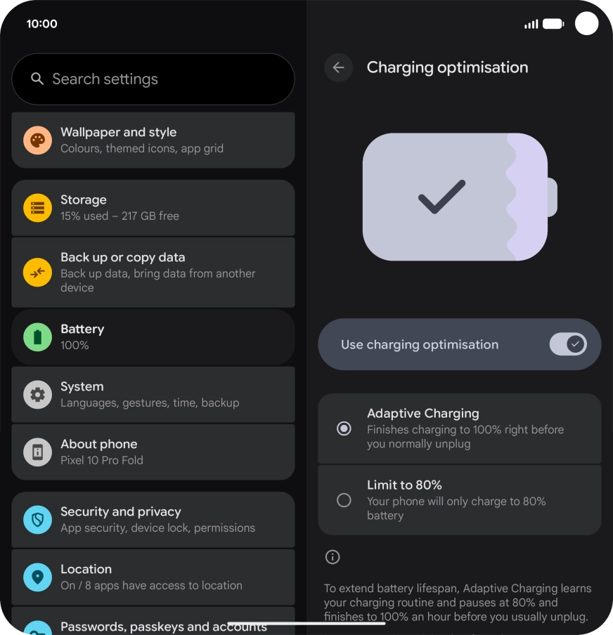 Press the indicator next to 