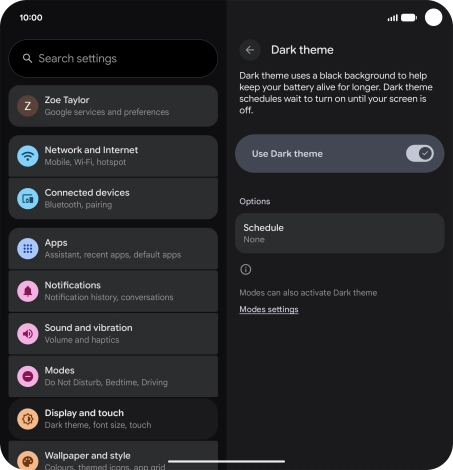 Press the indicator next to 