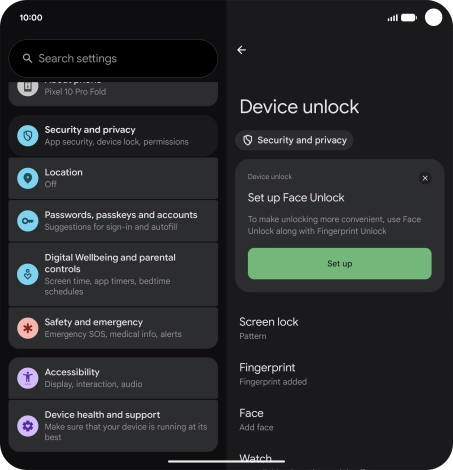 Press Screen lock and key in the additional phone lock code you created earlier.