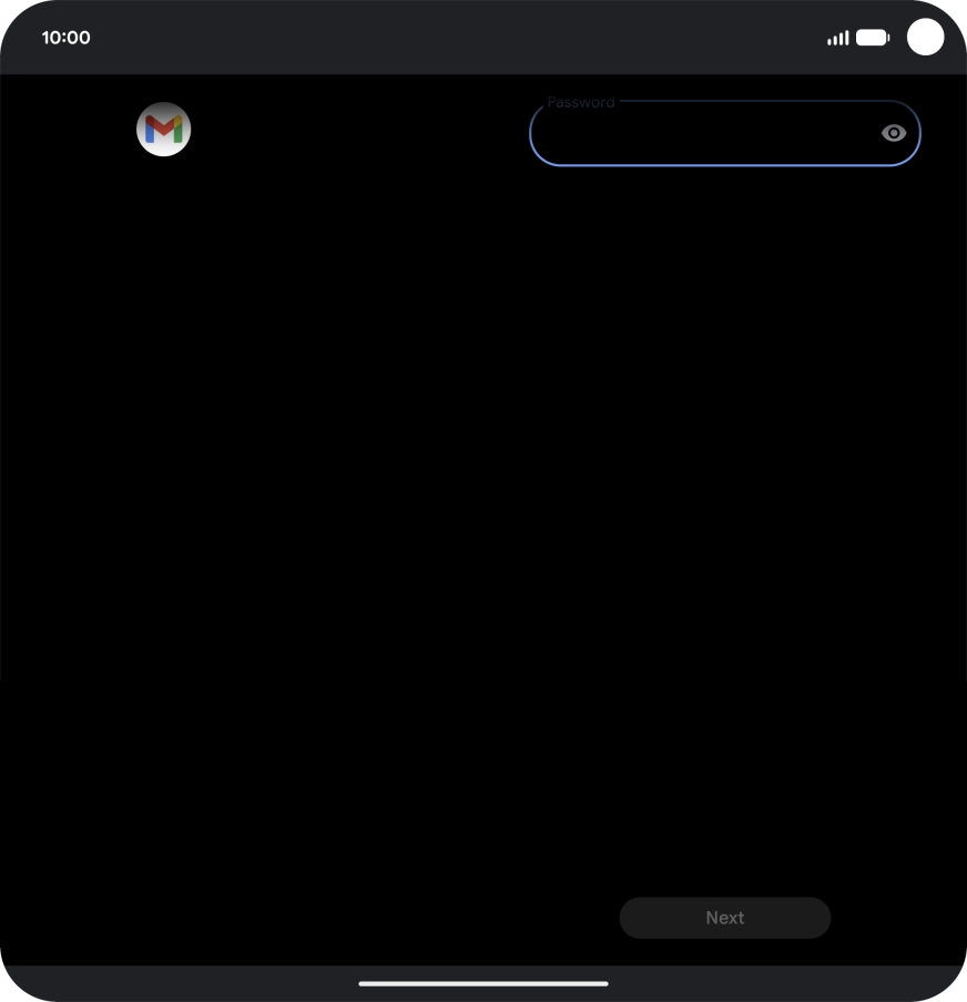Press the field and key in the password for your email account.