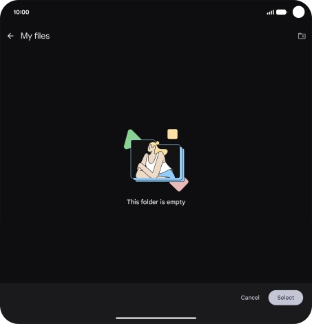 To create a new folder, press the new folder icon and follow the instructions on the screen to create a new folder.