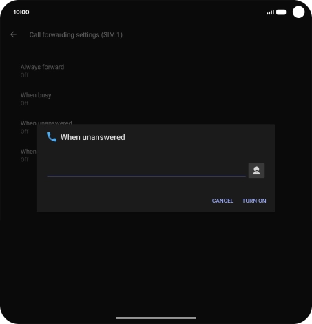 Key in +447836121121 and press TURN ON.