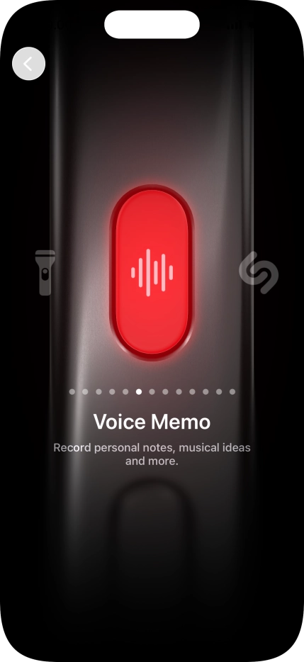Slide your finger right or left on the screen to select the required function.