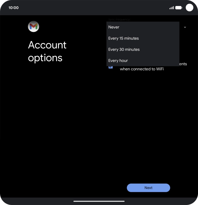 Press the required setting.