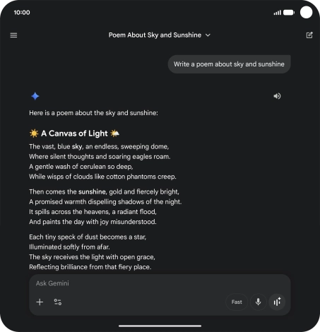 You can ask Gemini to generate a text based on your description.