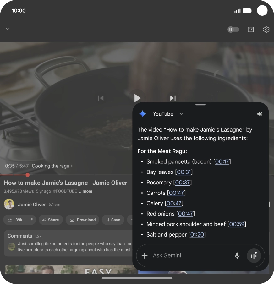The answer from Gemini to your question is displayed.