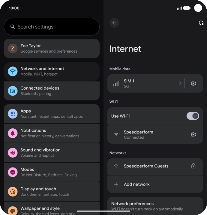 Press the settings icon next to the Wi-Fi network you're connected to.
