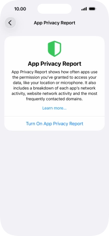 Press Turn On App Privacy Report to turn on the function.