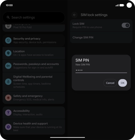 Key in a new four-digit PIN and press OK.
