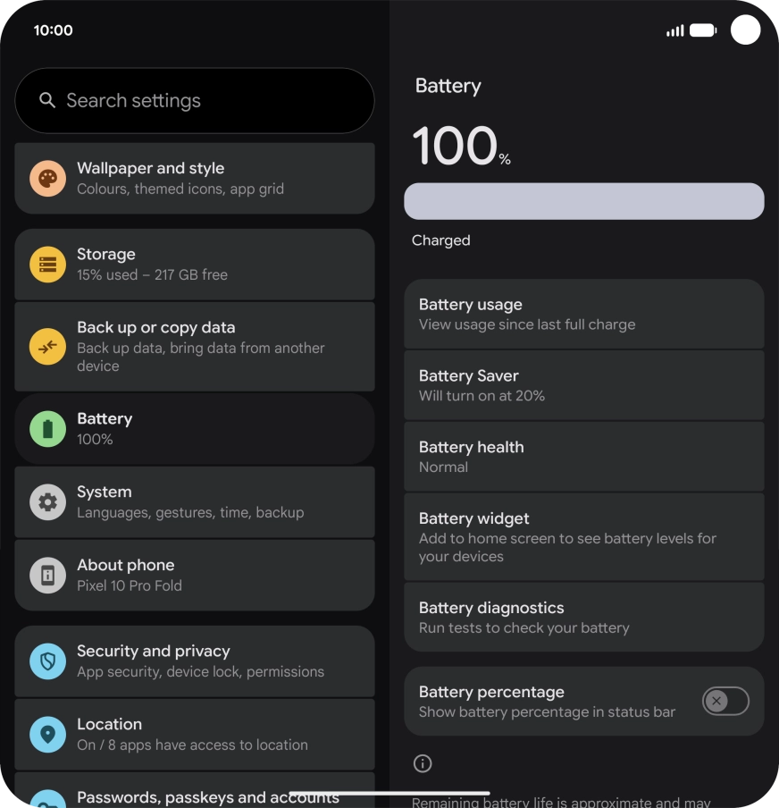 Press Battery health.